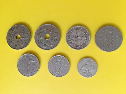 1 lot d'anciennes pices de monnaie de Francs Belge.. 15 Saint-Vallier (71)