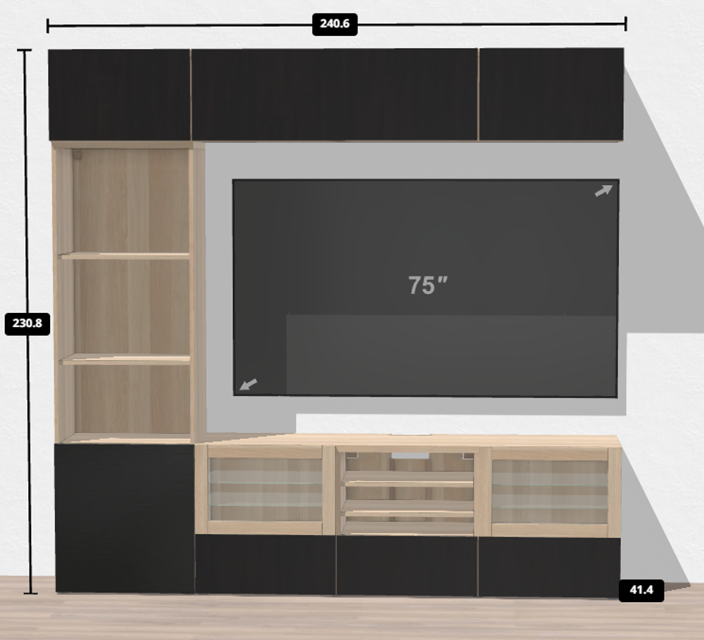 Meuble TV BESTA Ikea - Ch&ecirc;ne Blanchi, Tr&egrave;s Bon &Eacute;tat Meubles