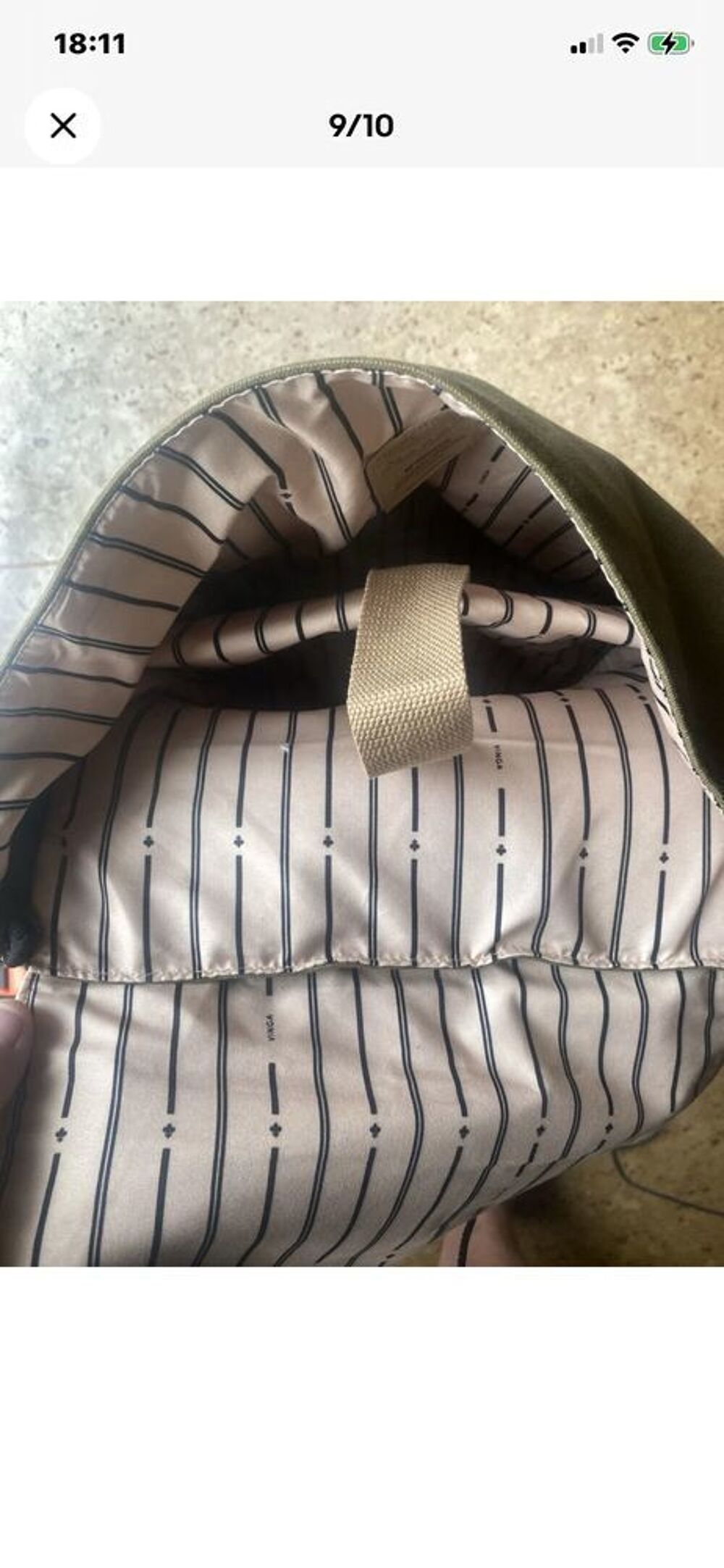 VINGA Bosler sac &agrave; dos ville toile vert/marron bretelles r&eacute;glables recycl&eacute;e 17 L Maroquinerie