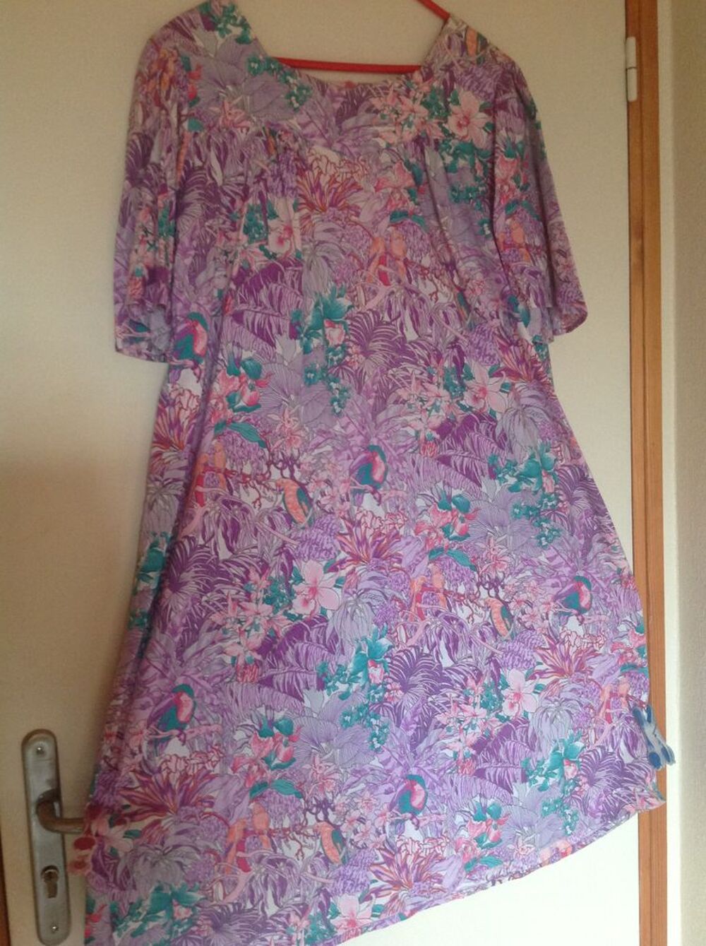 ROBE GRANDE TAILLE TON VIOLET MOTIF TROPICAL TOUCAN Envoi Po Vêtements