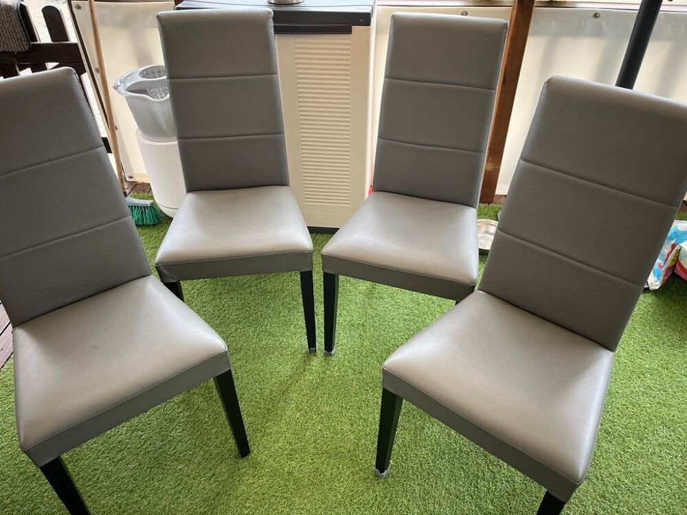 Lot de 5 chaises en simili cuir gris Meubles