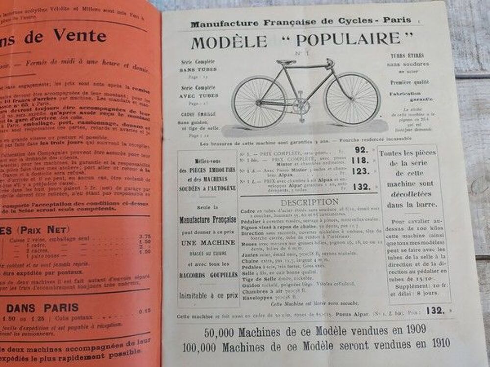 Catalogue Cycles ALPAR Paris 1910 V&eacute;los Bicyclette 