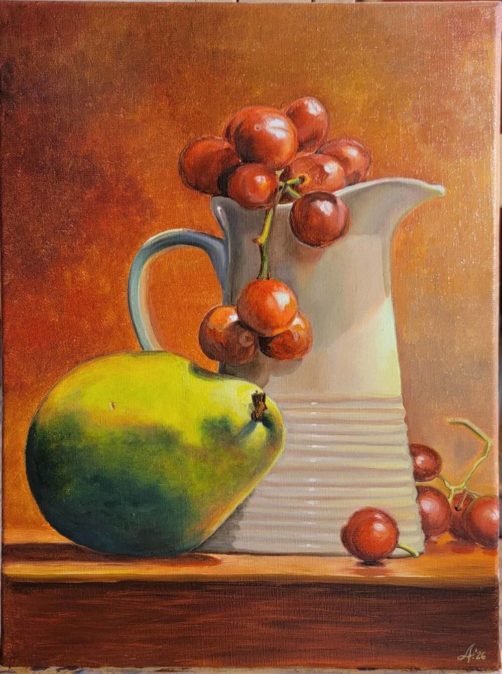 Nature morte Huile sur toile 33 x 45 cm oeuvre originale Décoration