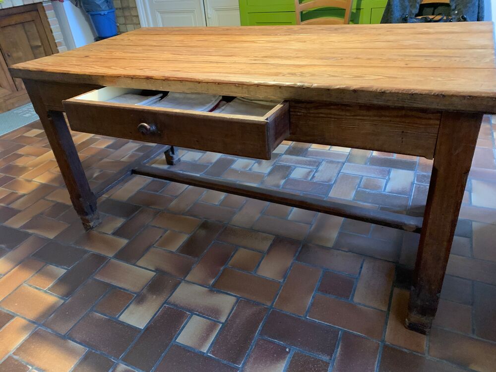 Table de ferme rustique en bois de pin Meubles
