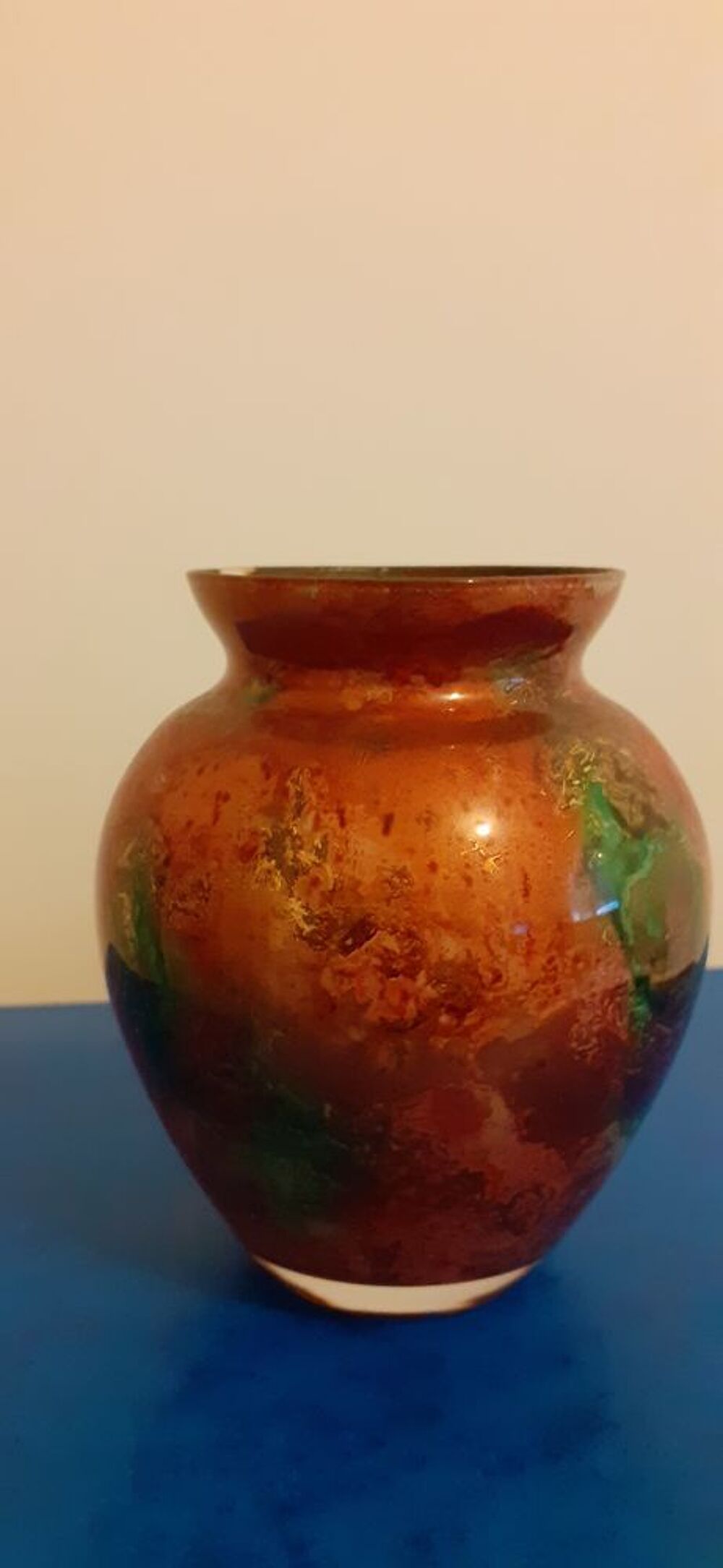 VASE LAQUE-LINE FAIT MAIN en VERRE "&eacute;glomis&eacute; " Décoration
