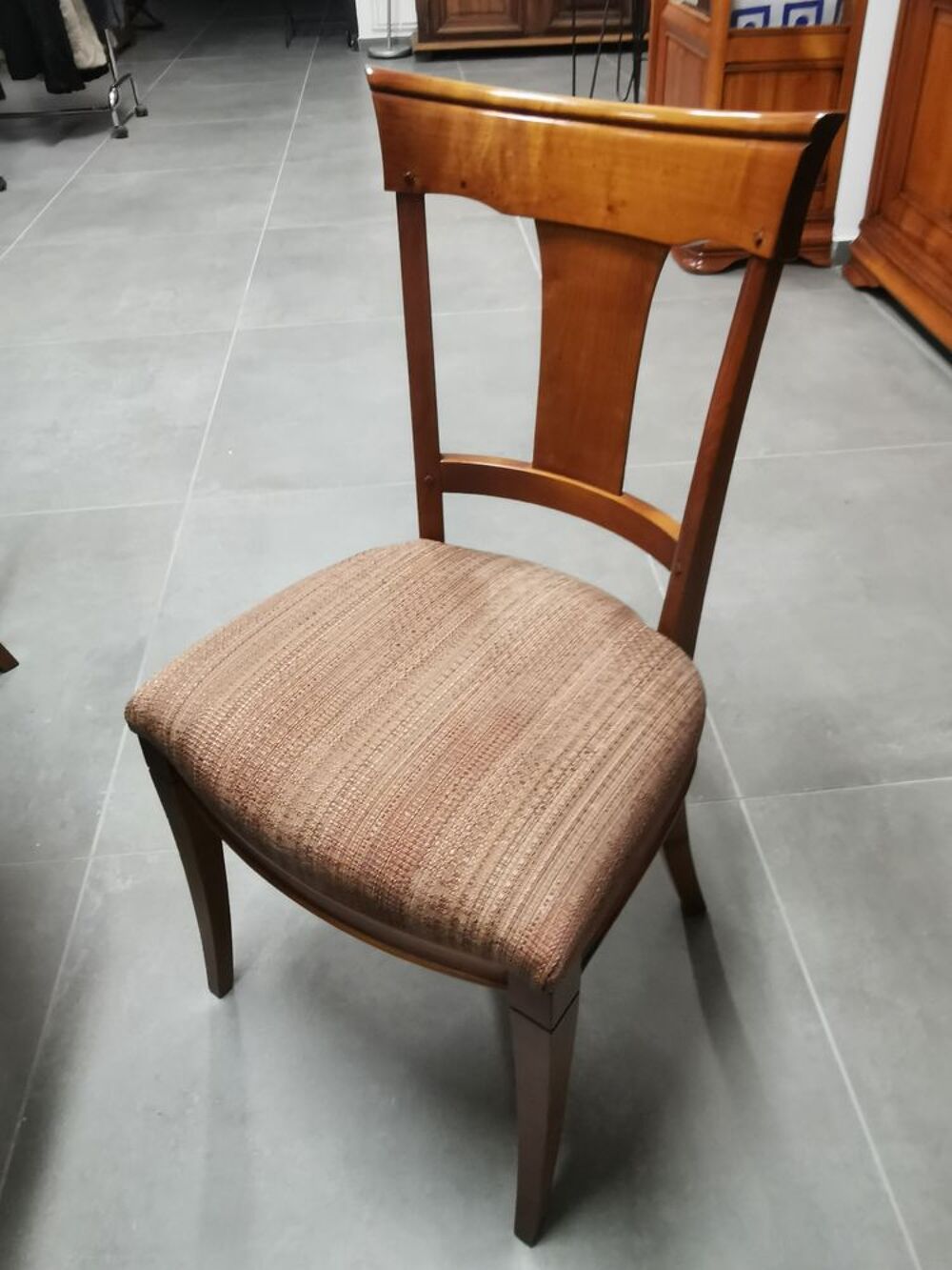 Lot de 4 chaises merisier et tissu Meubles