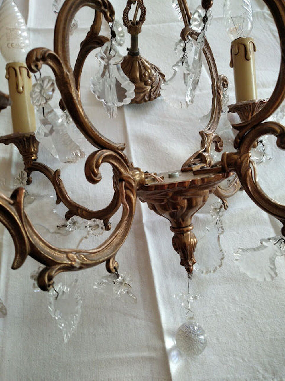 Lustre bronze et cristal Décoration
