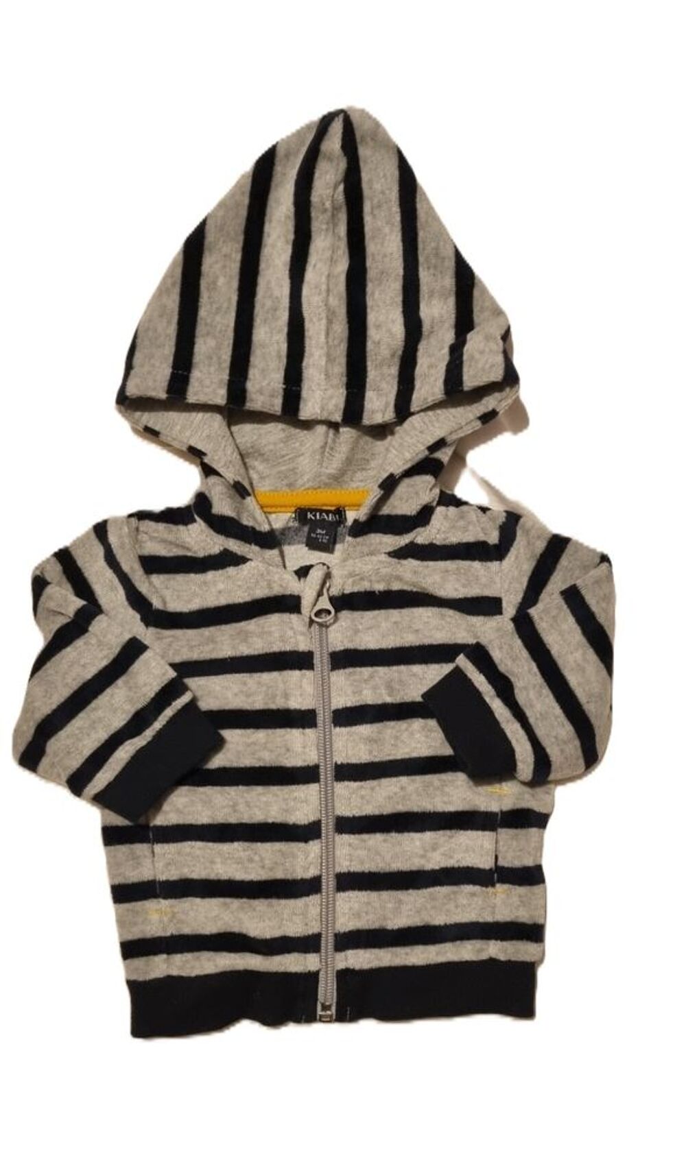 Gilet &agrave; capuche ray&eacute; gris &amp; bleu marine ? Taille 3 mois ? Ki Puériculture