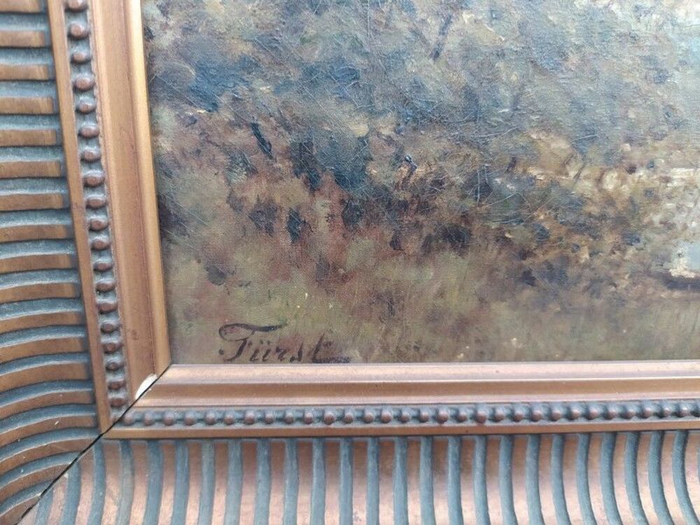 Tableau &Eacute;cole de Barbizon Paysage Lacustre sign&eacute; Furst Décoration