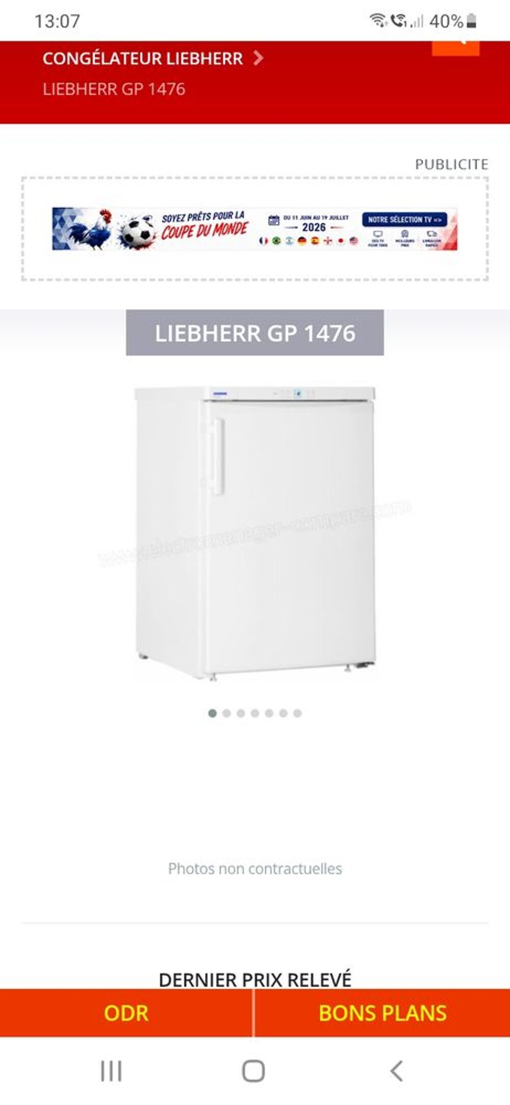 Cong&eacute;lateur top liebherr Electroménager