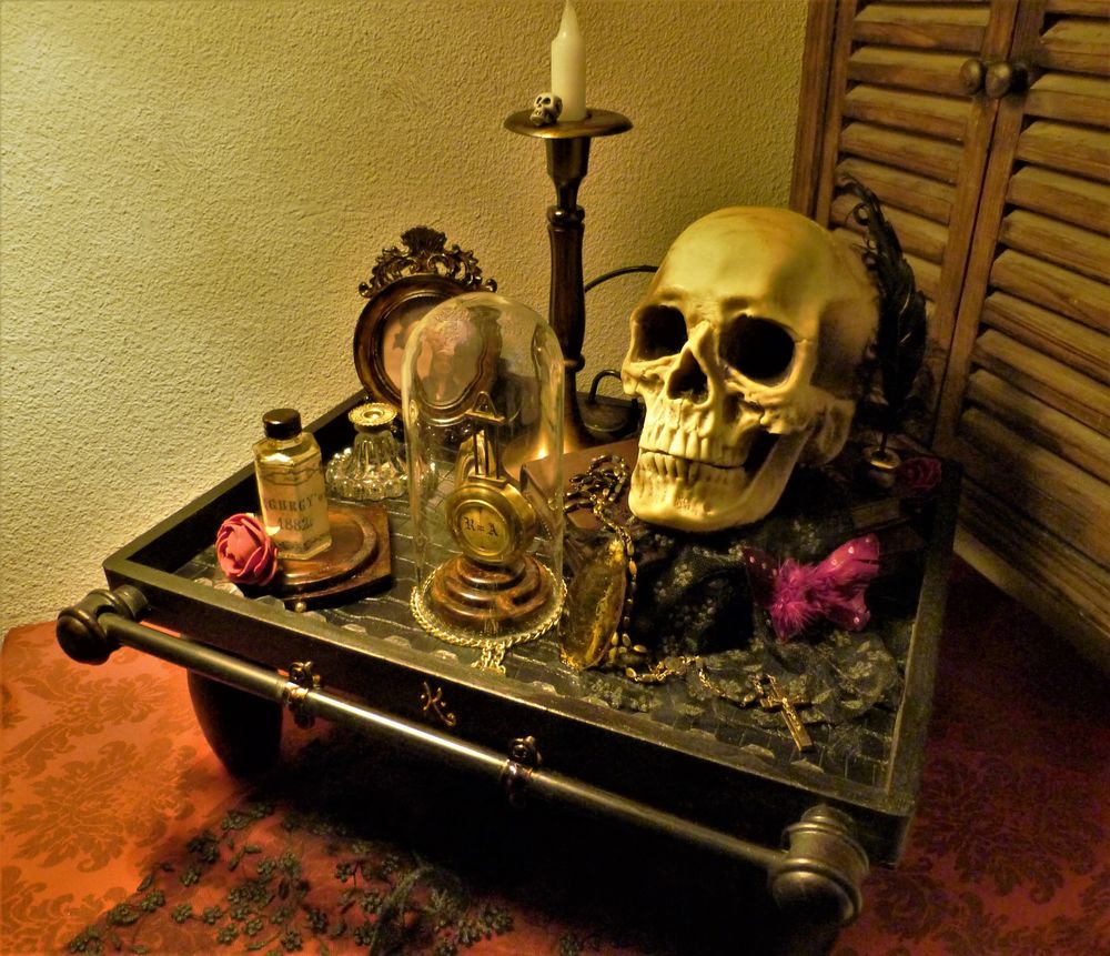 Cabinet de Curiosit&eacute;s " VANITE- MEMENTO MORI" Steampunk Décoration