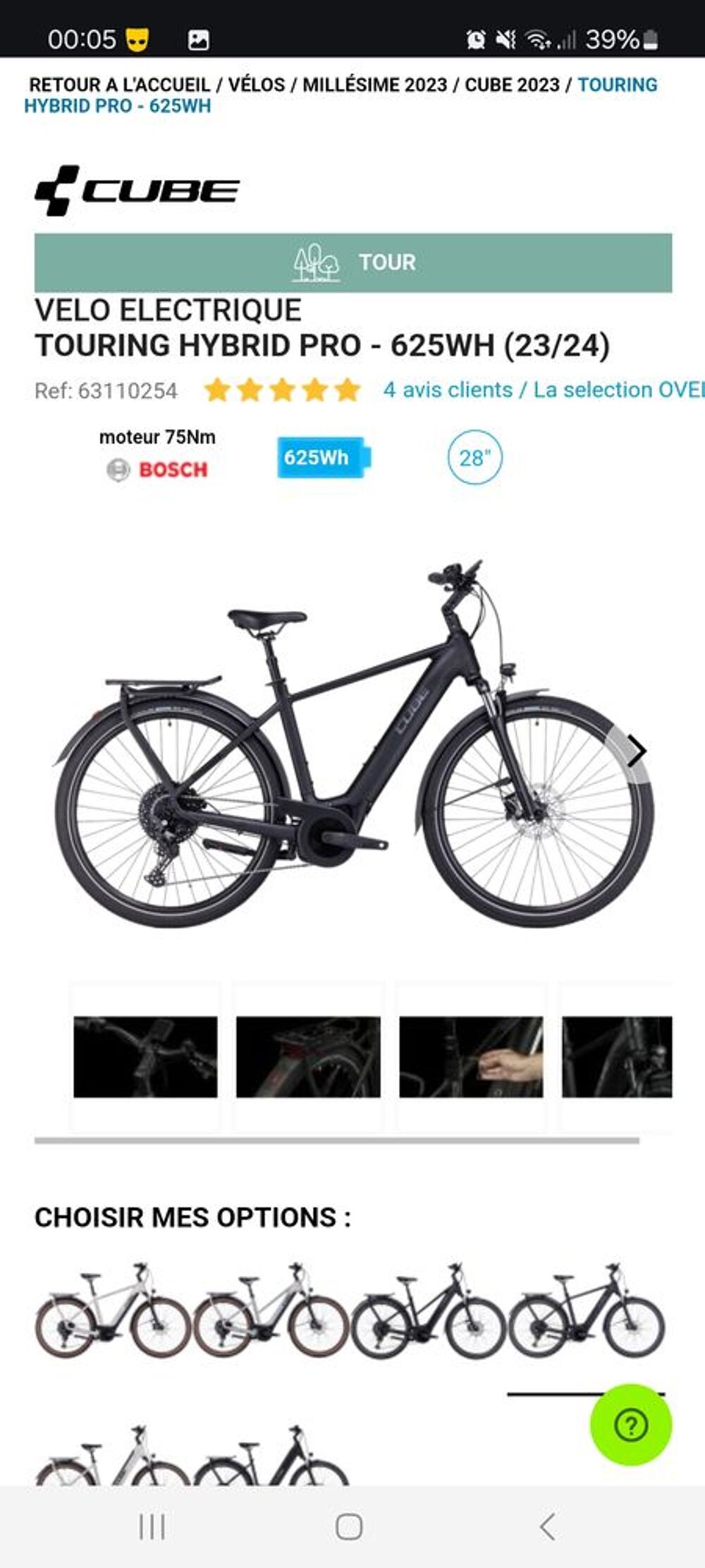 Cube V&eacute;lo Electrique Tourig Hybrid One - 625WH Vélos