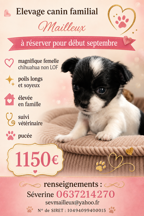 A r&eacute;server chiots chihuahua non LOF 1150 22640 Plénée-jugon