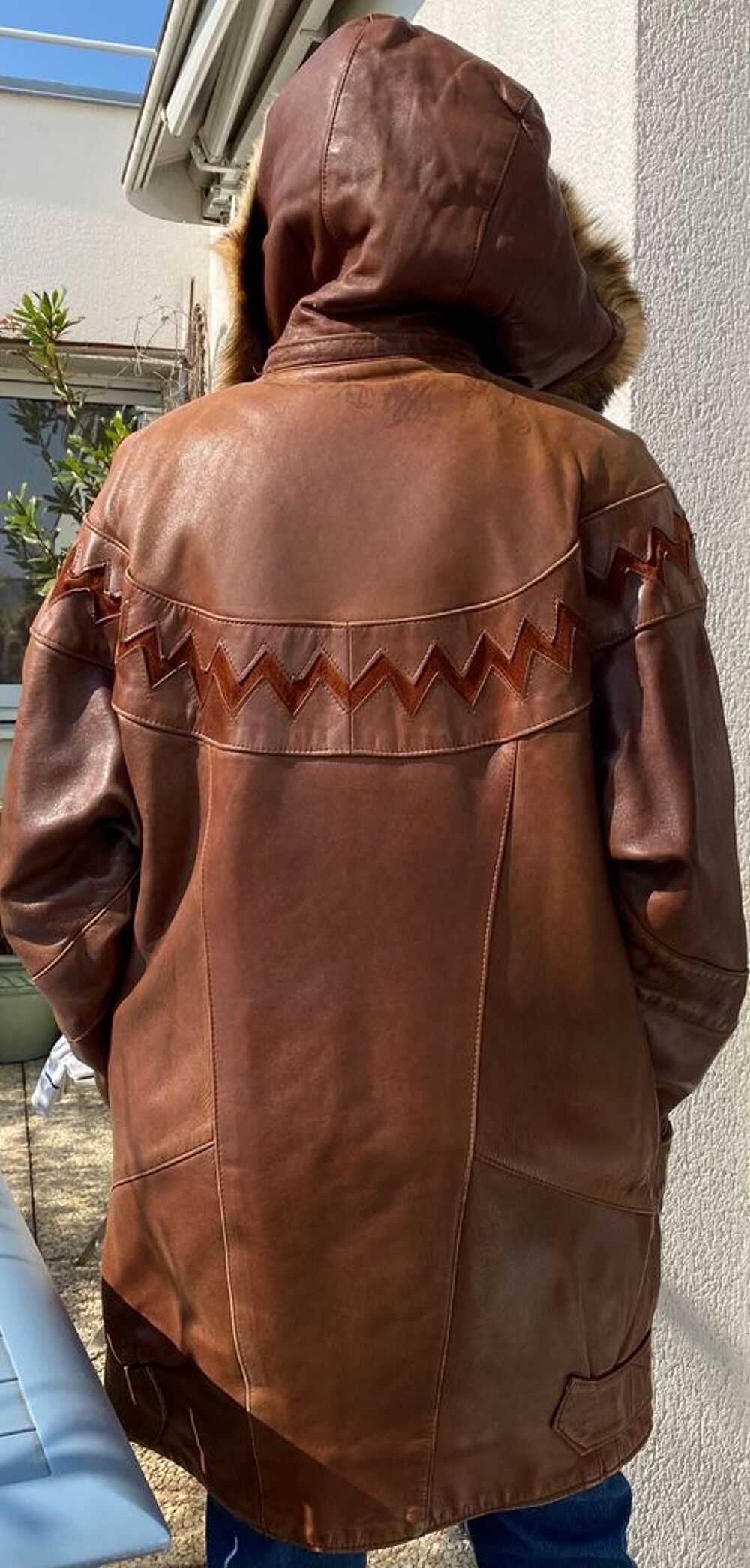 Manteau femme cuir agneau marron tr&egrave;s bon &eacute;tat T38 M Vêtements