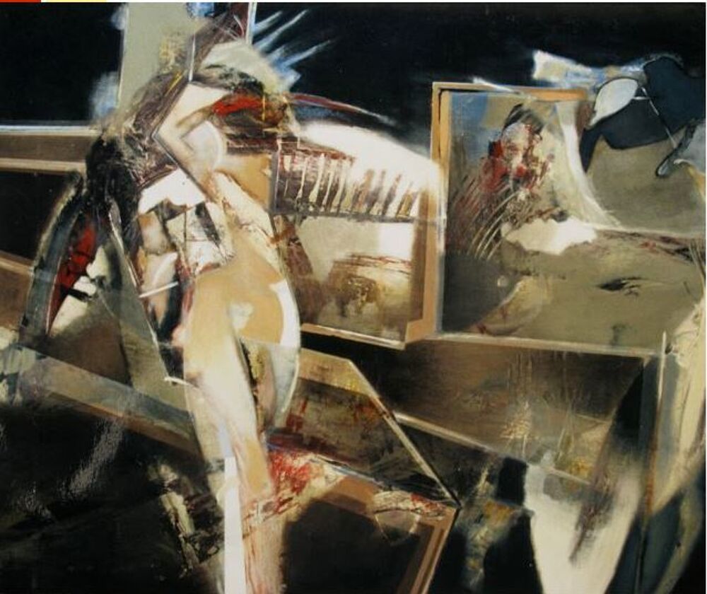 GRAND TABLEAU HUILE SUR papier CONTRECOLLE Dcoration