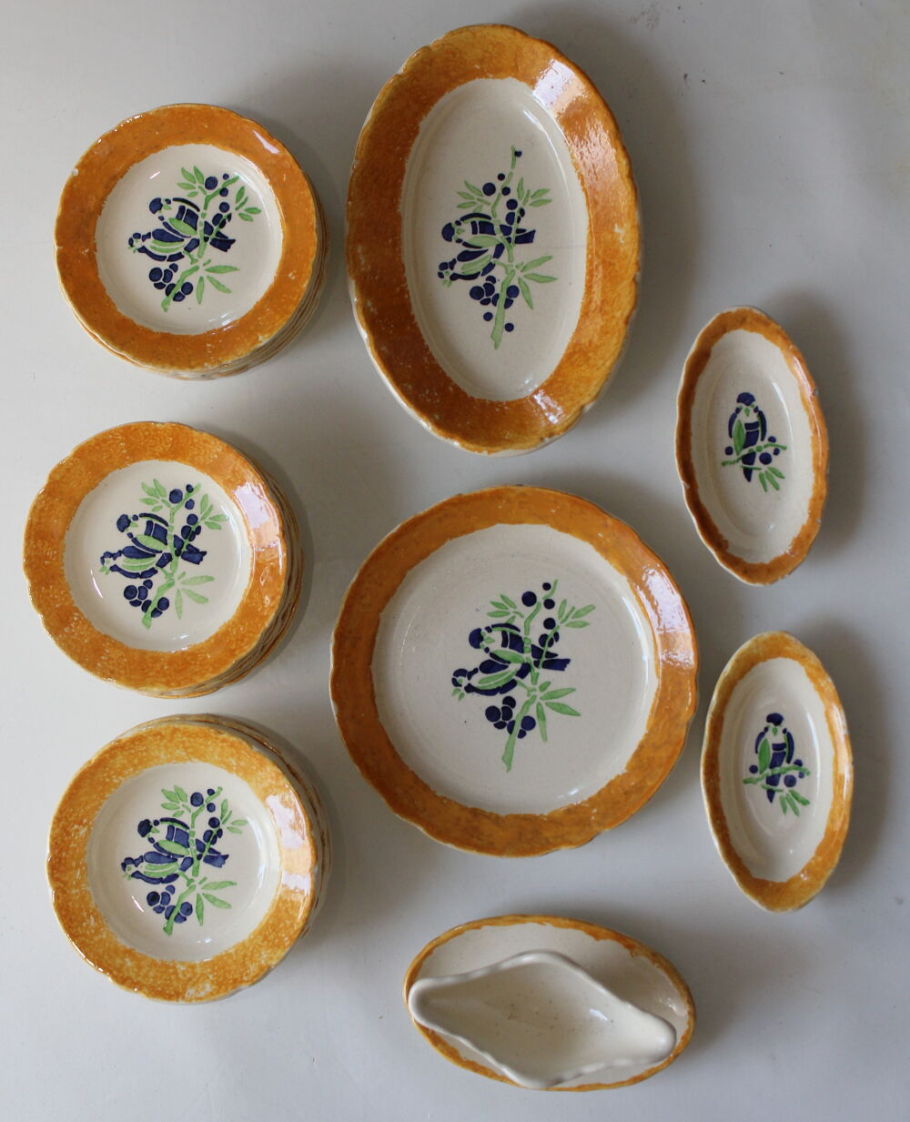 Dinette HBCM faience CREIL MONTEREAU aux oiseaux 1925 -1930 Jeux / jouets