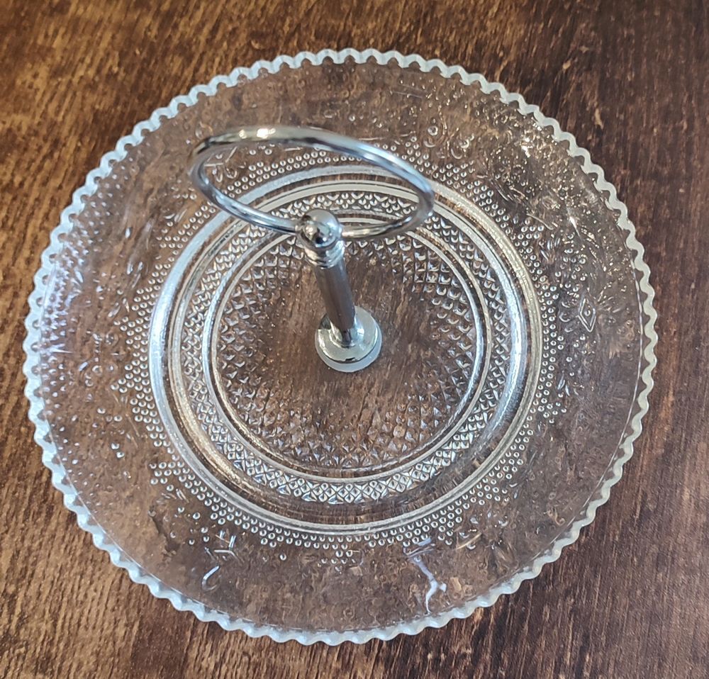 Petit serviteur en verre cisel&eacute; vintage 