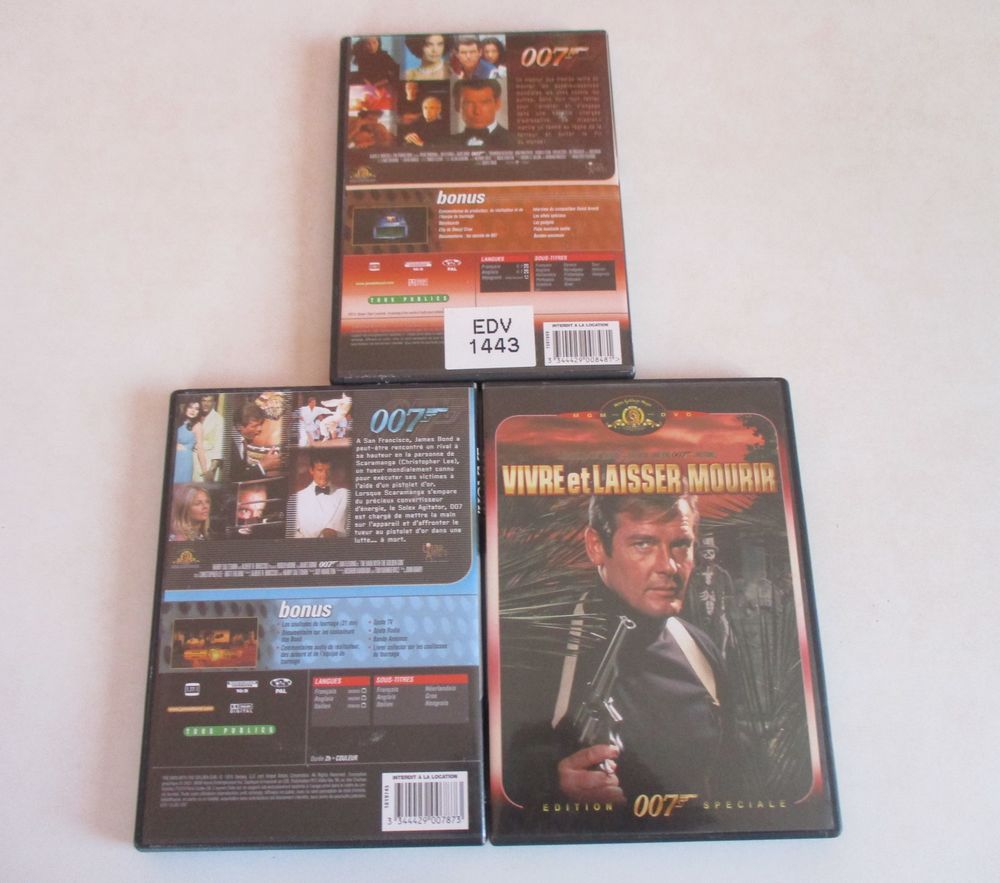 Lot de trois DVDS "&nbsp;&eacute;dition 007 Sp&eacute;ciale&nbsp;" Photos/Video/TV