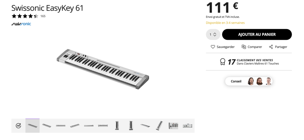 Clavier MIDI Swissonic EasyKey 61 Instruments de musique