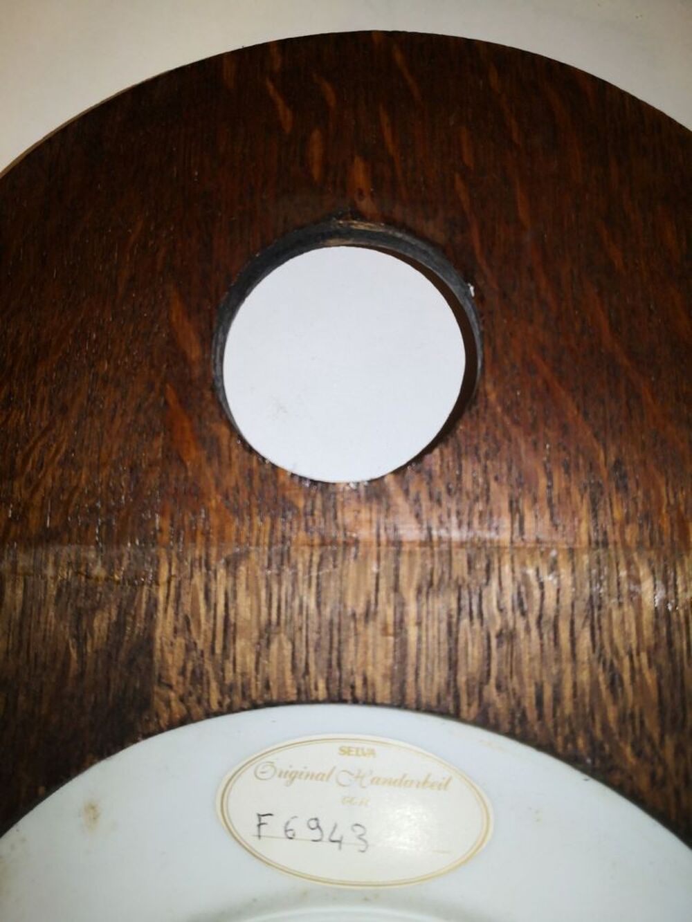 Ancienne Horloge boite Vintage R&eacute;tro en bois et porcelaine Décoration