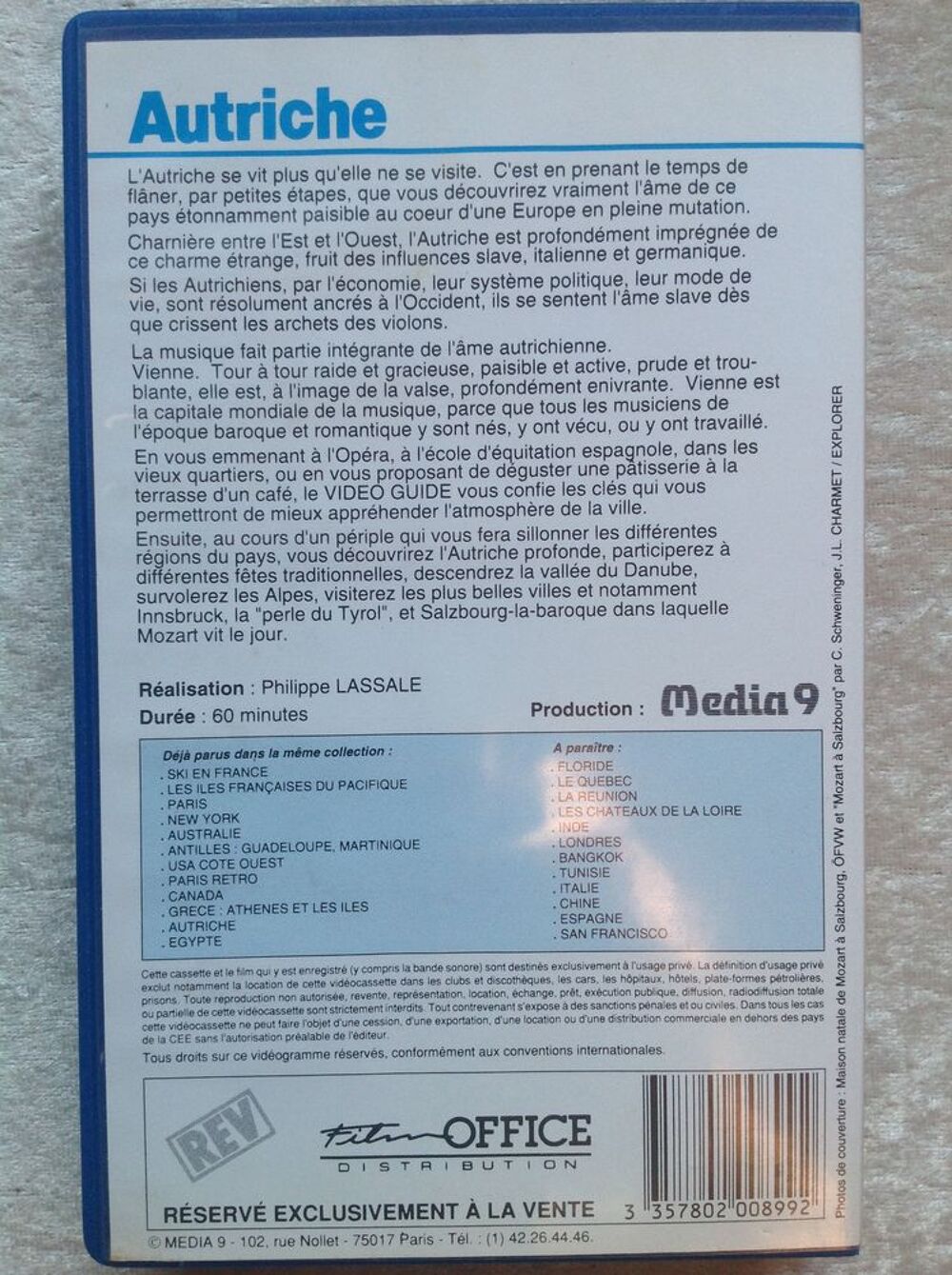 AUTRICHE DE PHILIPPE LASSALE K7 VID&Eacute;O Envoi Possible
DVD et blu-ray