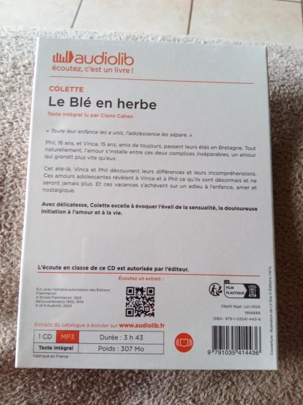 Livre audio Colette Le Bl&eacute; en herbe (Neuf) Livres et BD