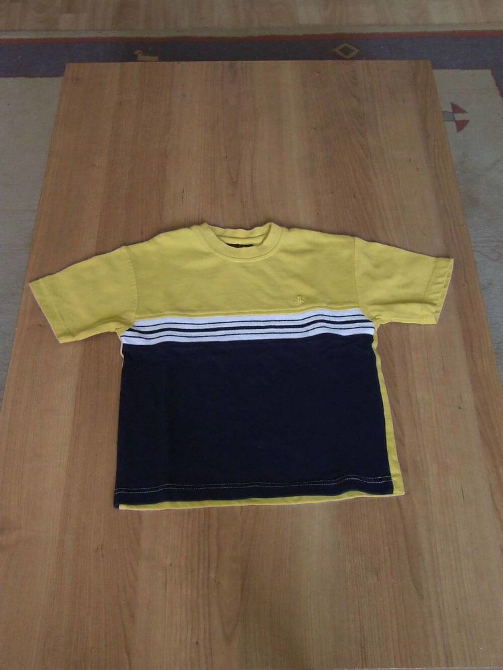 Tee-shirt manches courtes &eacute;pais, Jaune et bleu marine Vêtements enfants