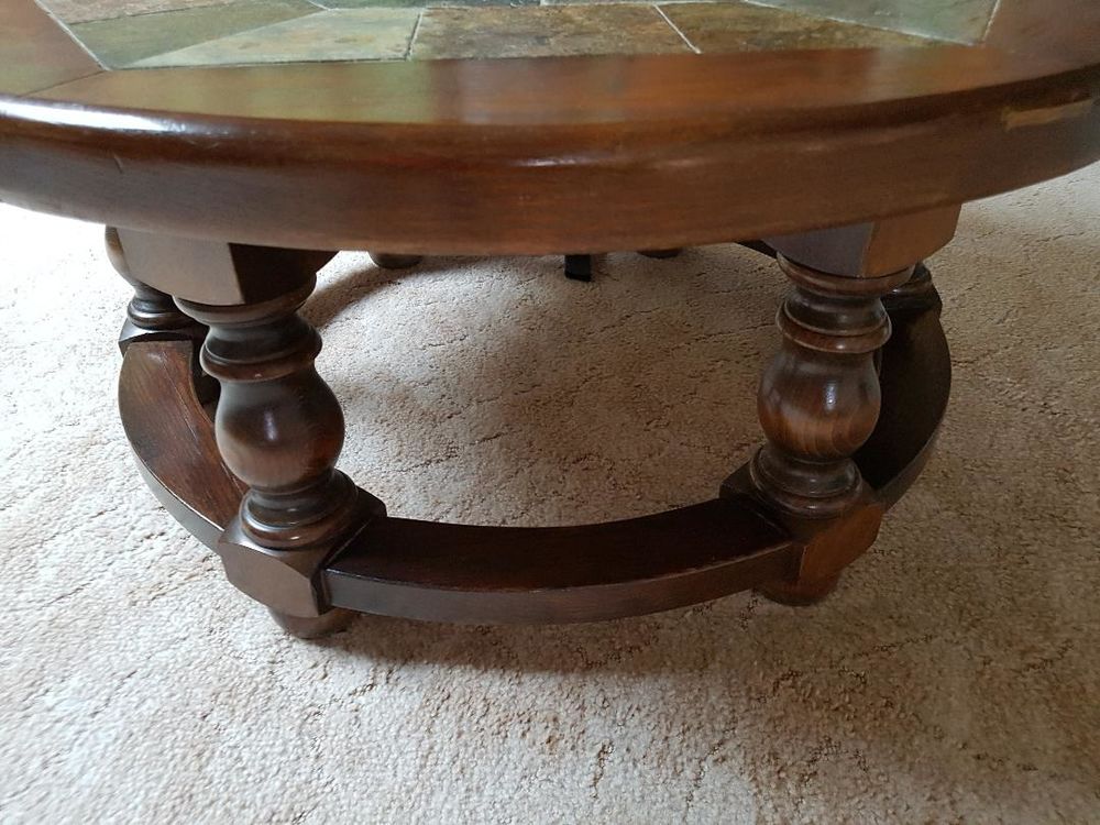 Table de salon basse bois et carrel&eacute;e Meubles