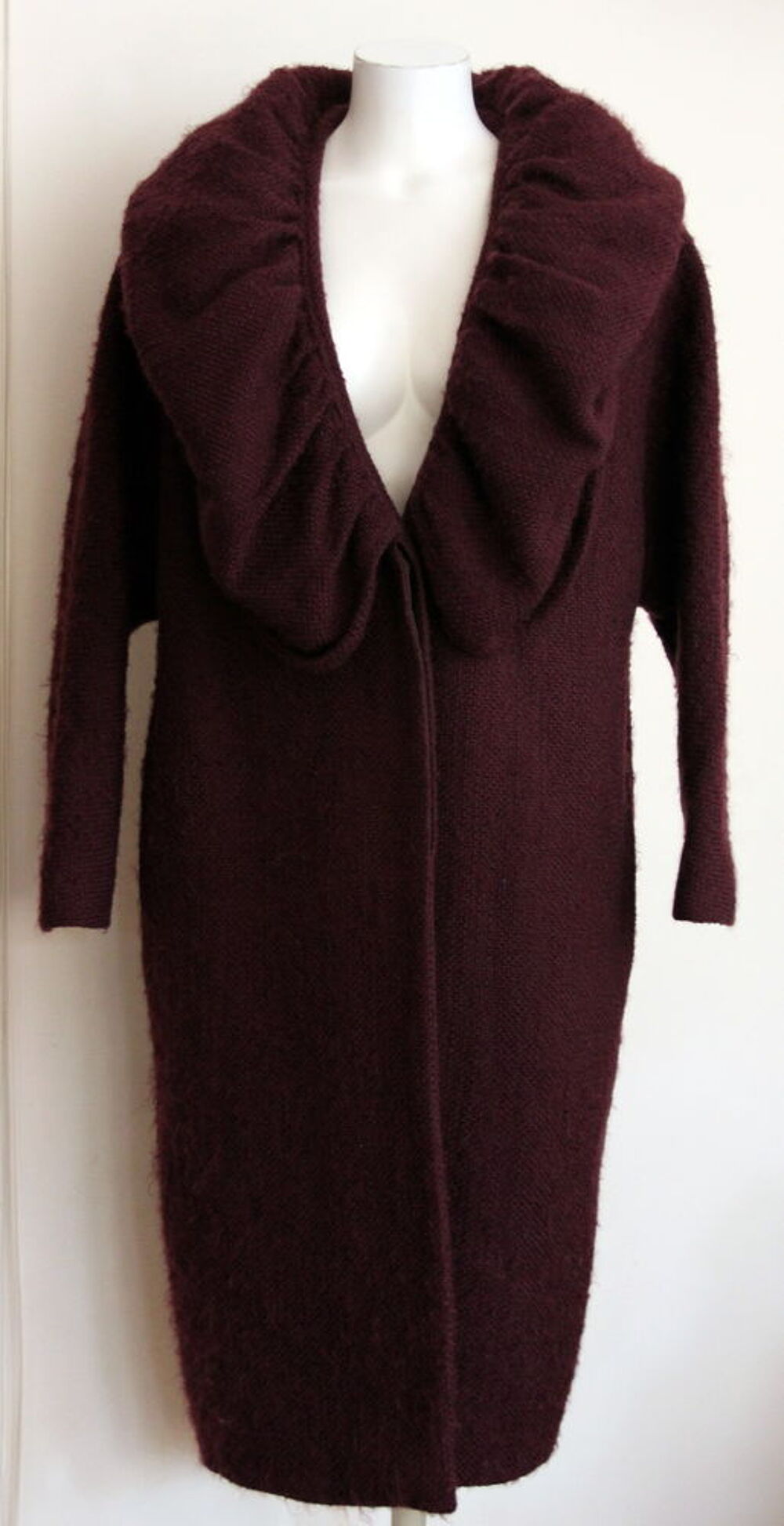 Manteau mohair et laine prune DRIES VAN NOTEN T.S. Vêtements