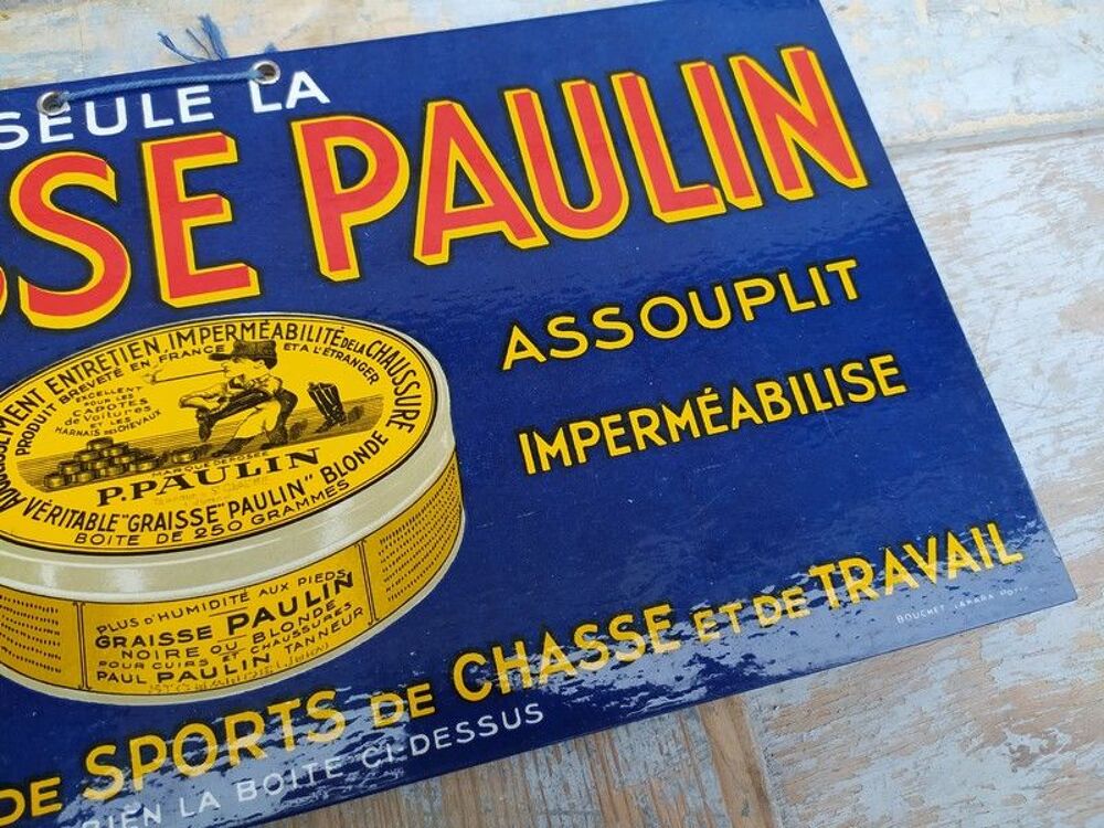 Ancien Carton Publicitaire Graisse Paulin Cirage Chaussures 