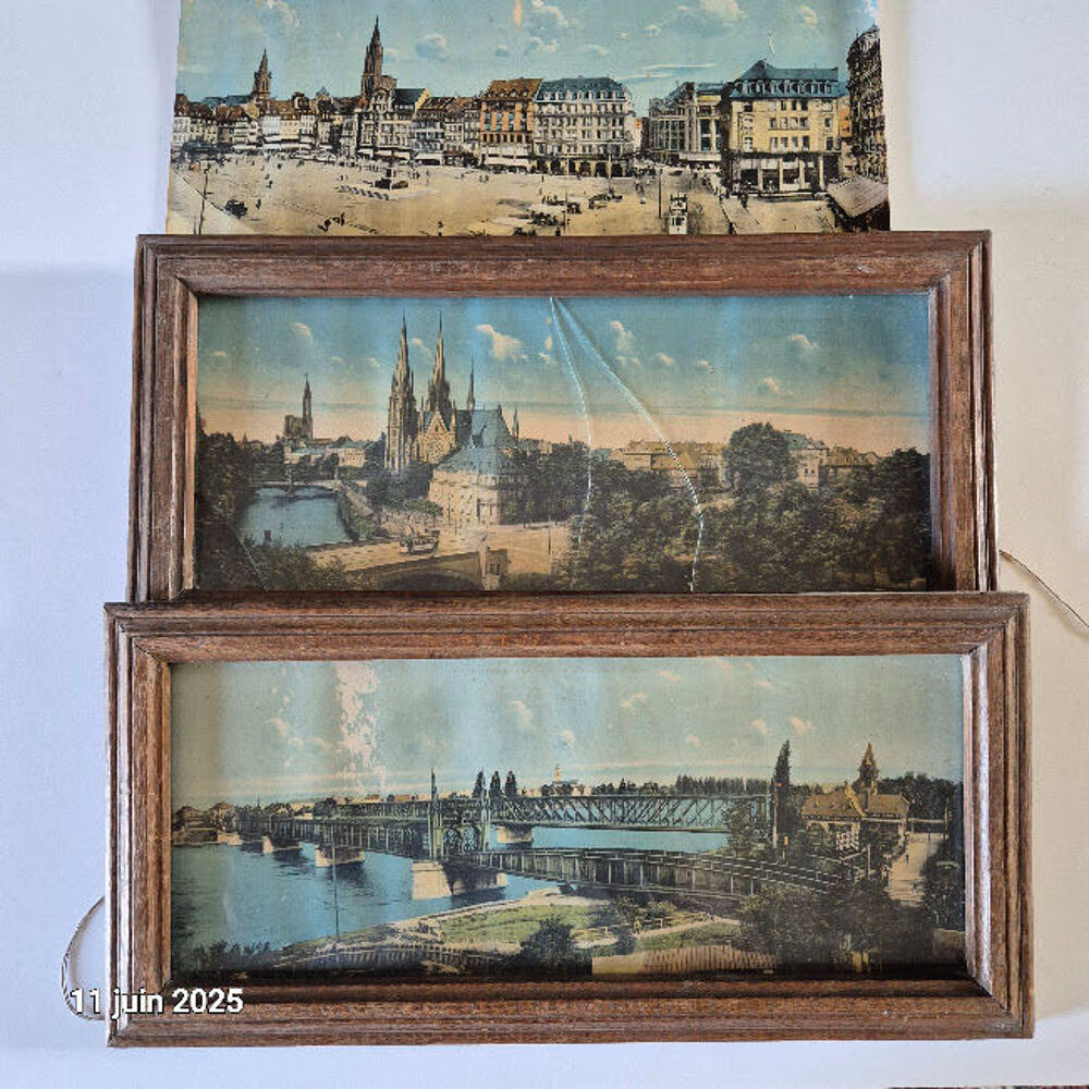 3 photos coloris&eacute;es des ann&eacute;es 1900 et les 3 cadres , Strasb 