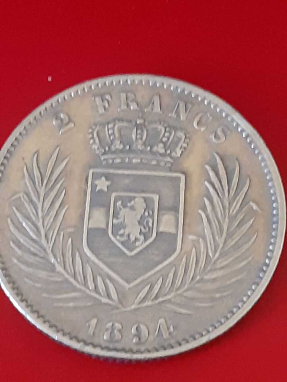 Piece 2 francs argent congo belge 1894 