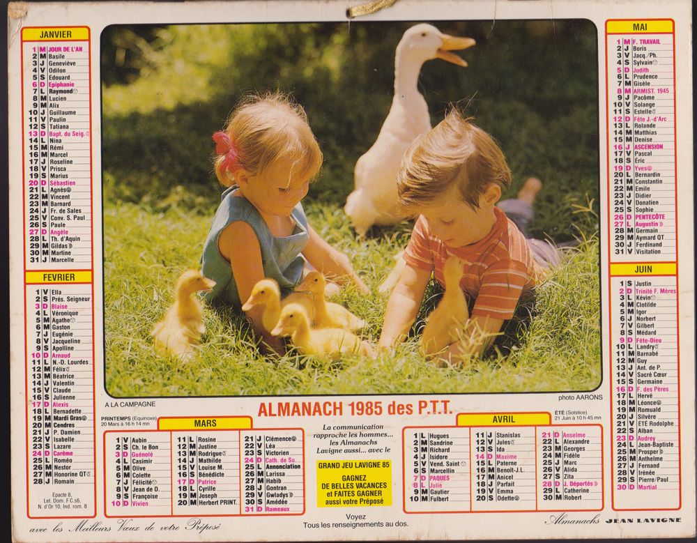 21 almanachs / calendriers PTT de 1978 &agrave; 2020 