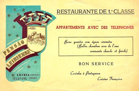 Carte Franco-Portugaise : Restaurante de 1.^classe - Leiria 5 Argenteuil (95)