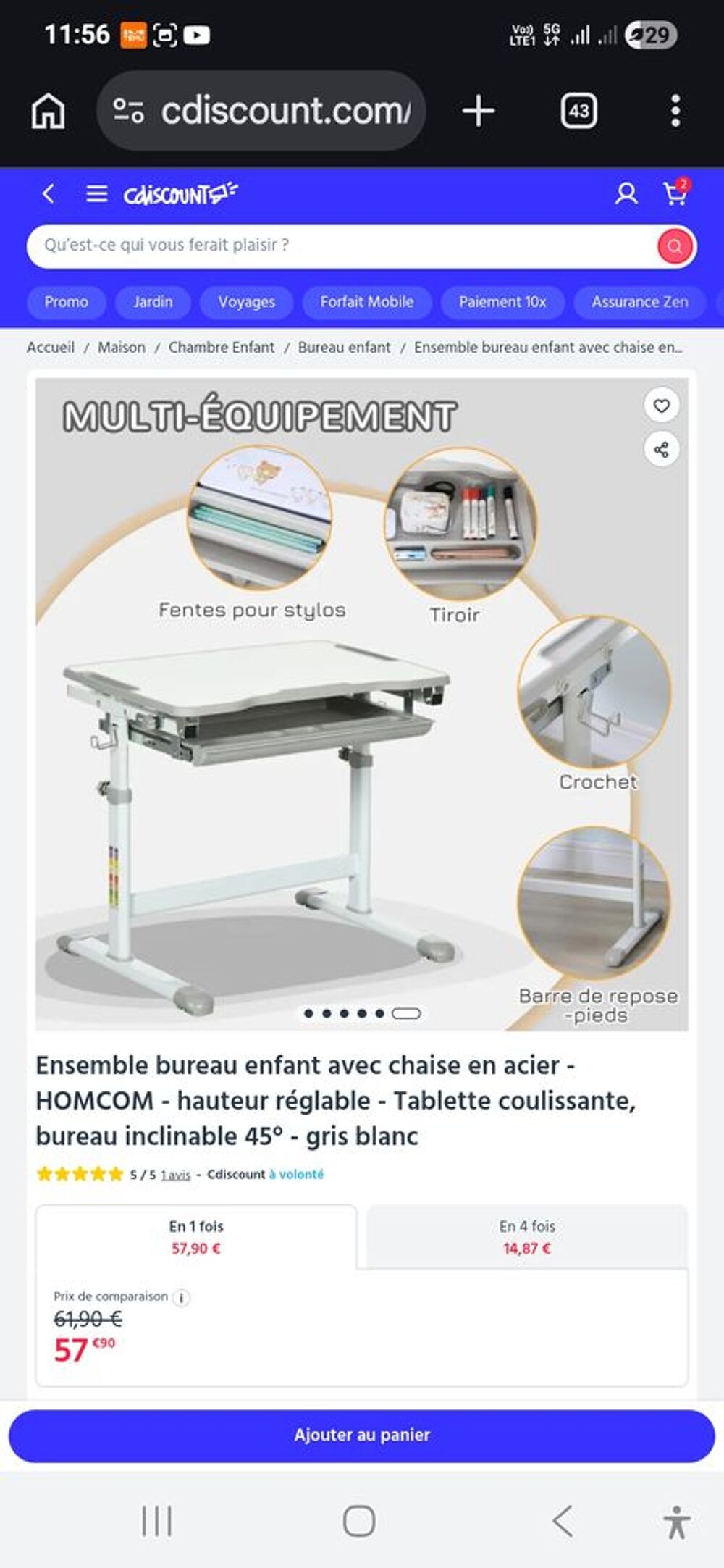 Ensemble bureau + chaise pour enfant, en tr&egrave;s bon &eacute;tat Mobilier enfants