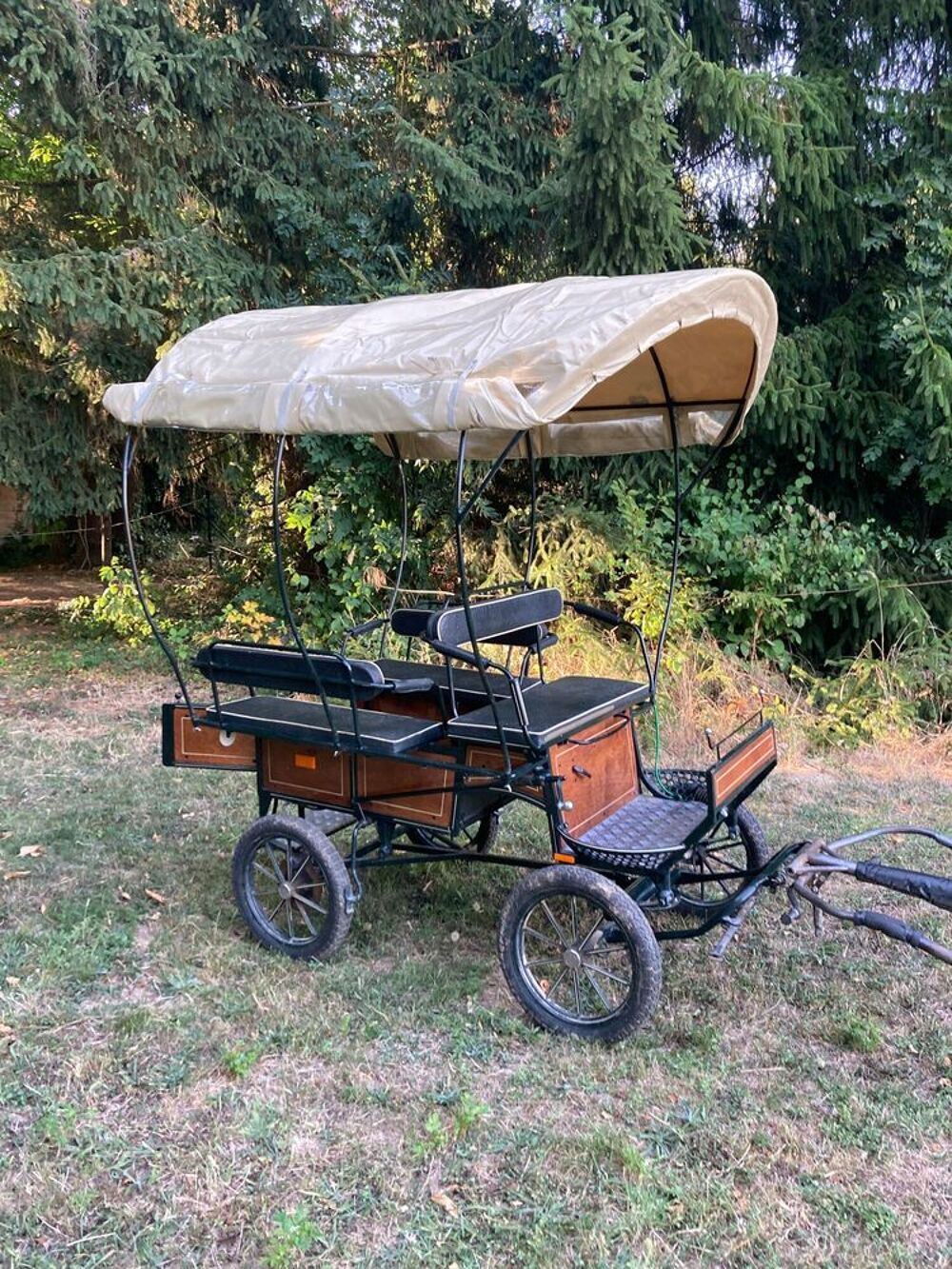   Calèche wagonnette 1 ou 2 poneys avec bâche 