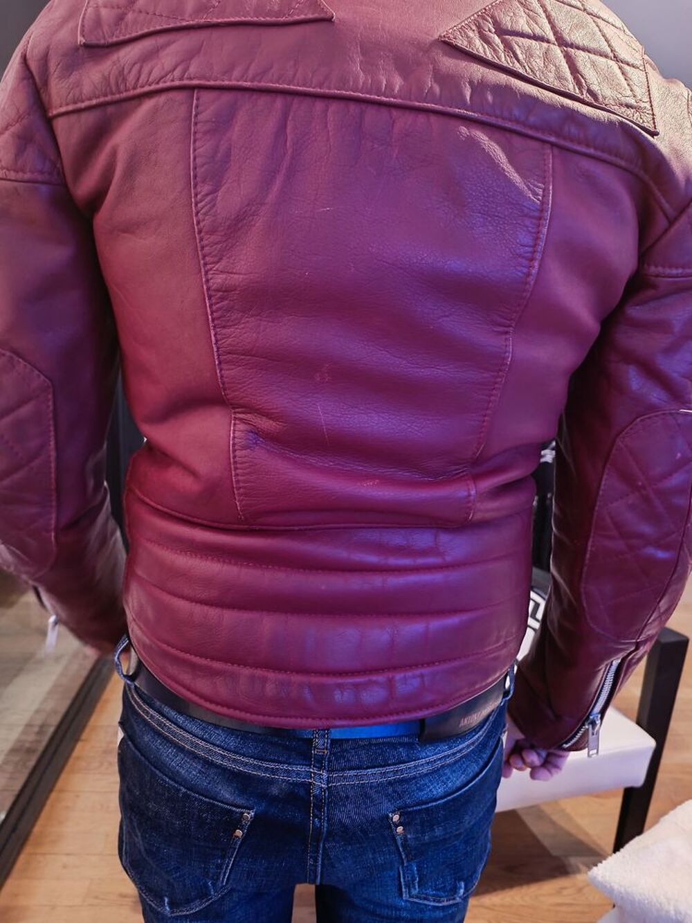 Blouson en cuir vintage Wolf Leathers en parfait &eacute;tat Vêtements