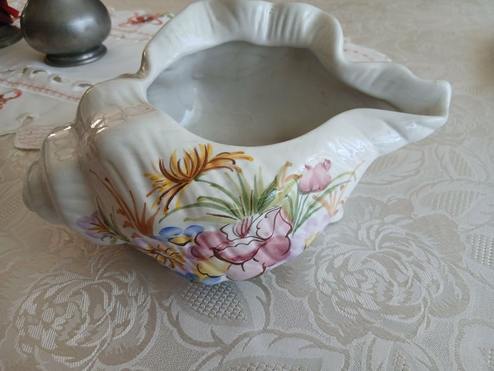  Grand coquillage porte serviettes fa&iuml;ence fond de merN&deg;1460 Décoration
