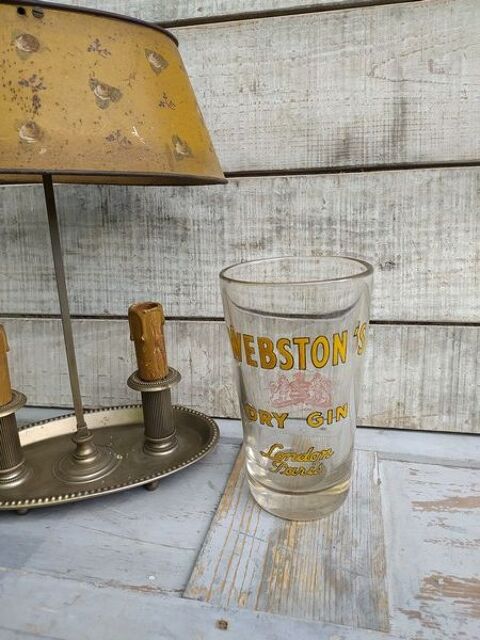 Ancien Verre �maill� Webston's Dry Gin London Paris 35 Loches (37)