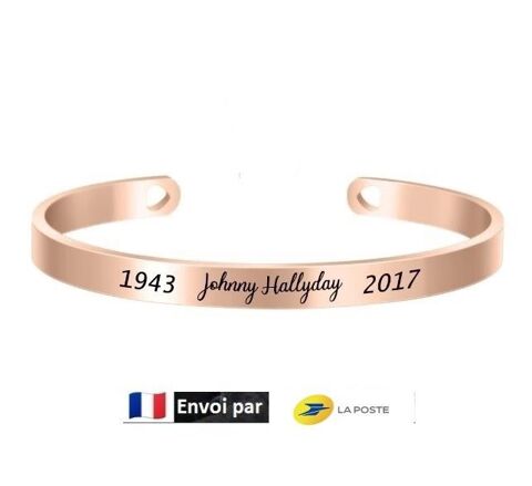 Bracelet hommage dat Johnny Hallyday avec chane - Rose dor 10 Audruicq (62)