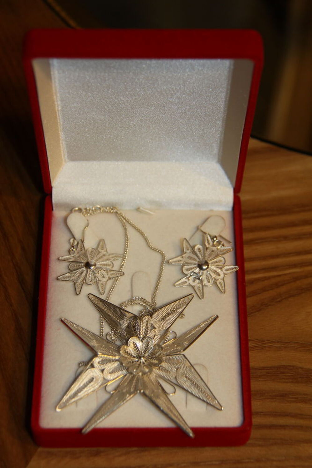 CROIX DE MALTE ARGENT FILIGRANE + BOUCLES D OREILLES Bijoux et montres