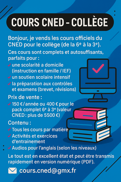 Cours collège du CNED 0 75016 Paris