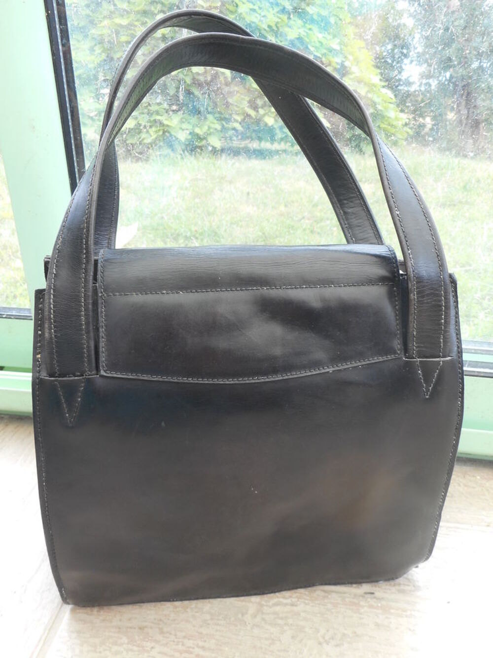 Sac vintage cuir noir Maroquinerie