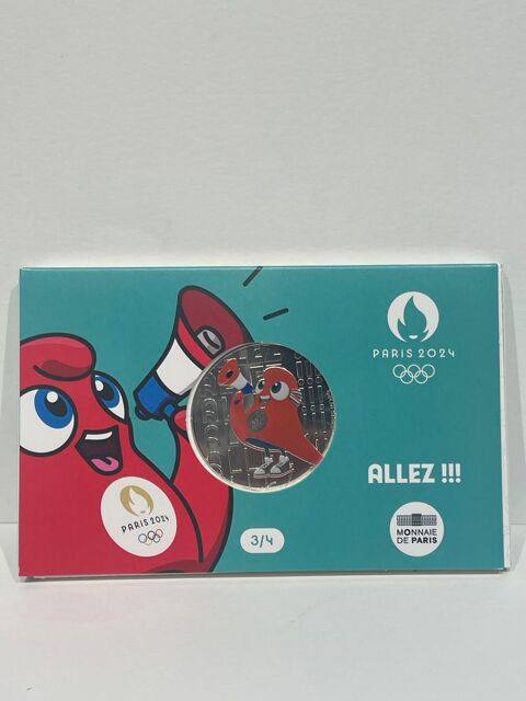 Monnaie JO 2024 de 50e en argent massif coloris�e  allez  118 Dourdan (91)