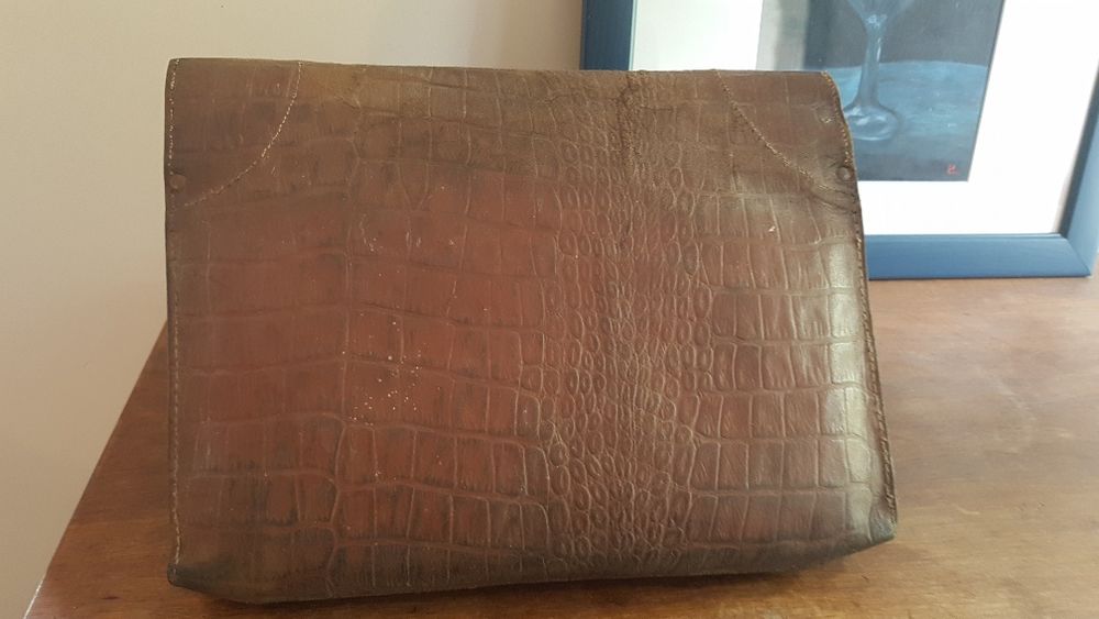 Cartable/serviette en cuir marron, vintage, en l'&eacute;tat Maroquinerie