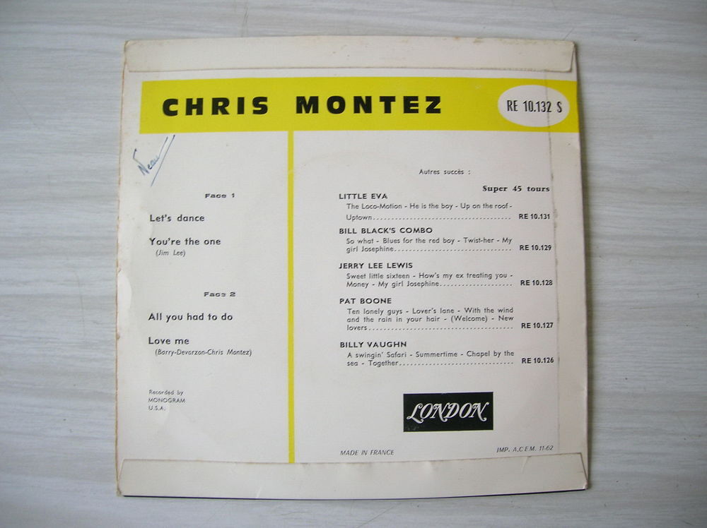 EP CHRIS MONTEZ Let's dance CD et vinyles
