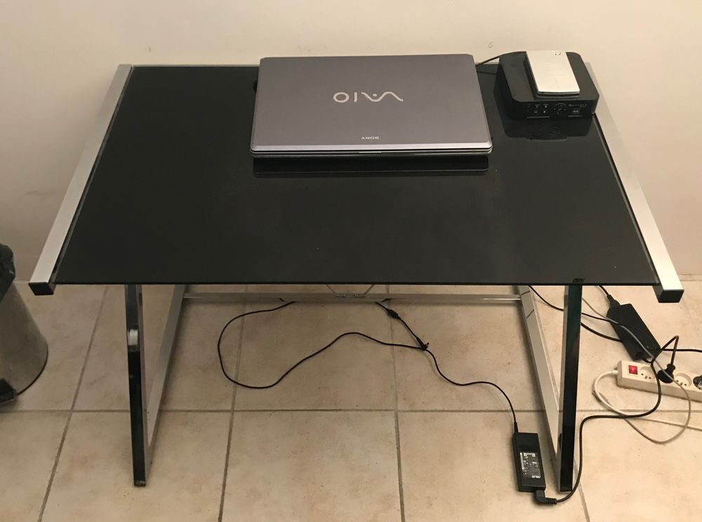 Bureau en verre tremp&eacute; 100 cm Meubles