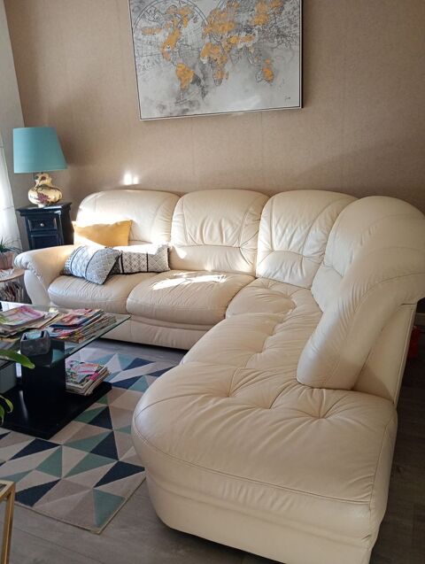 canapé d'angle cuir beige 290 Paray-le-Monial (71)