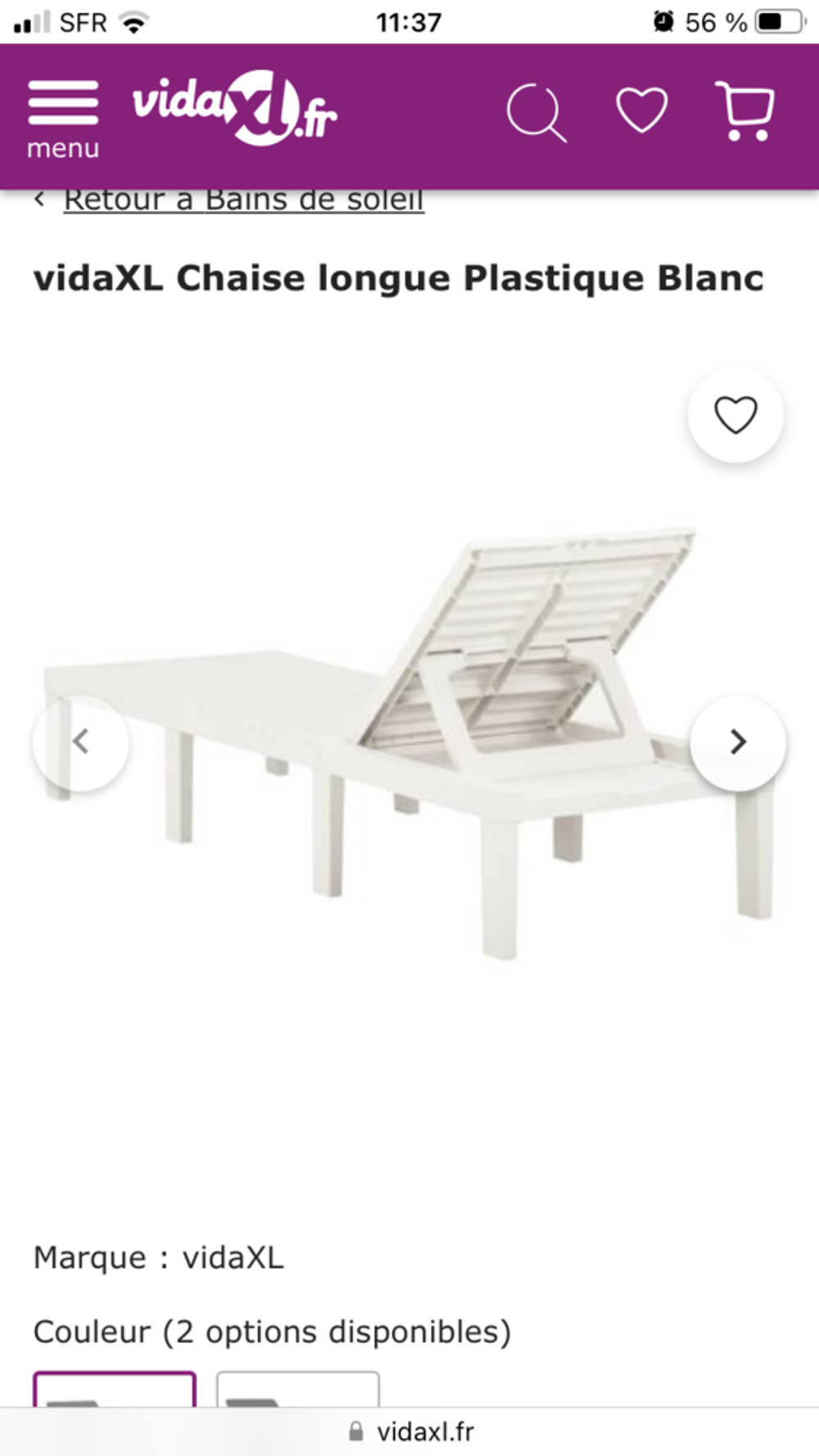 Transat 190 cm plastique Jardin