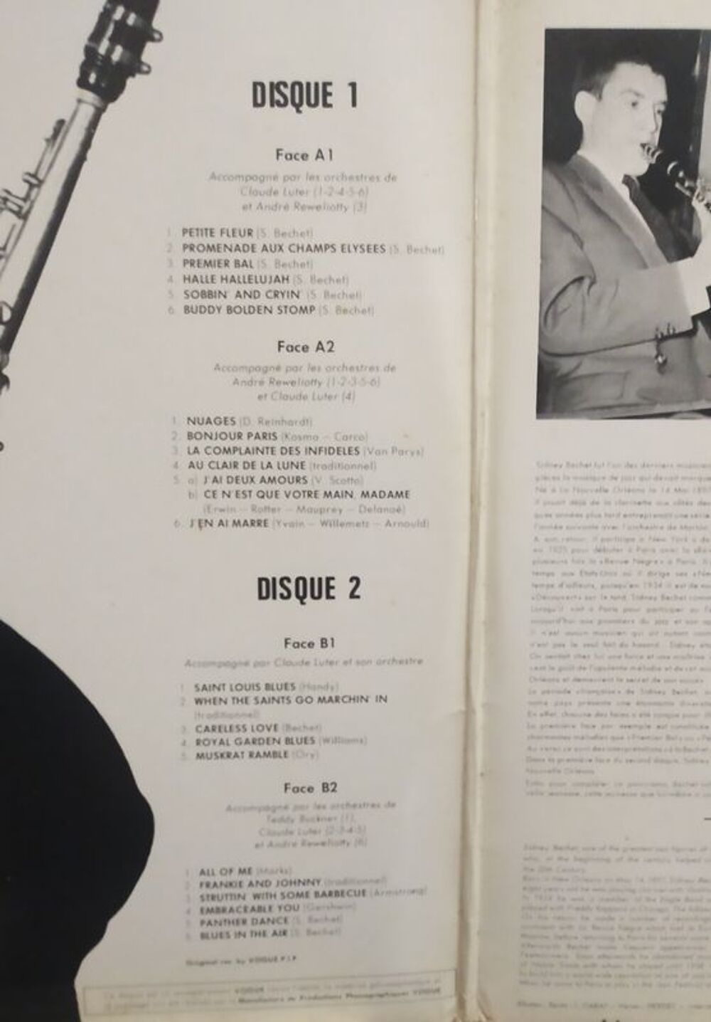 Double album La grande parade de Sidney Bechet CD et vinyles